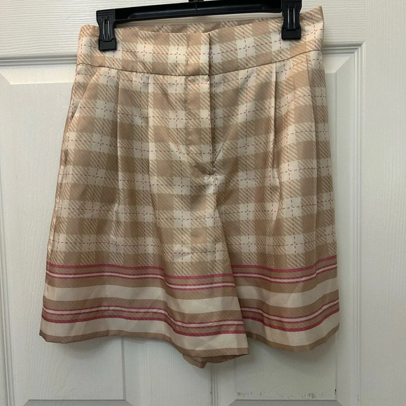 ! Alberta Ferretti high-rise check-print satin shorts sz 6 - Picture 5 of 10